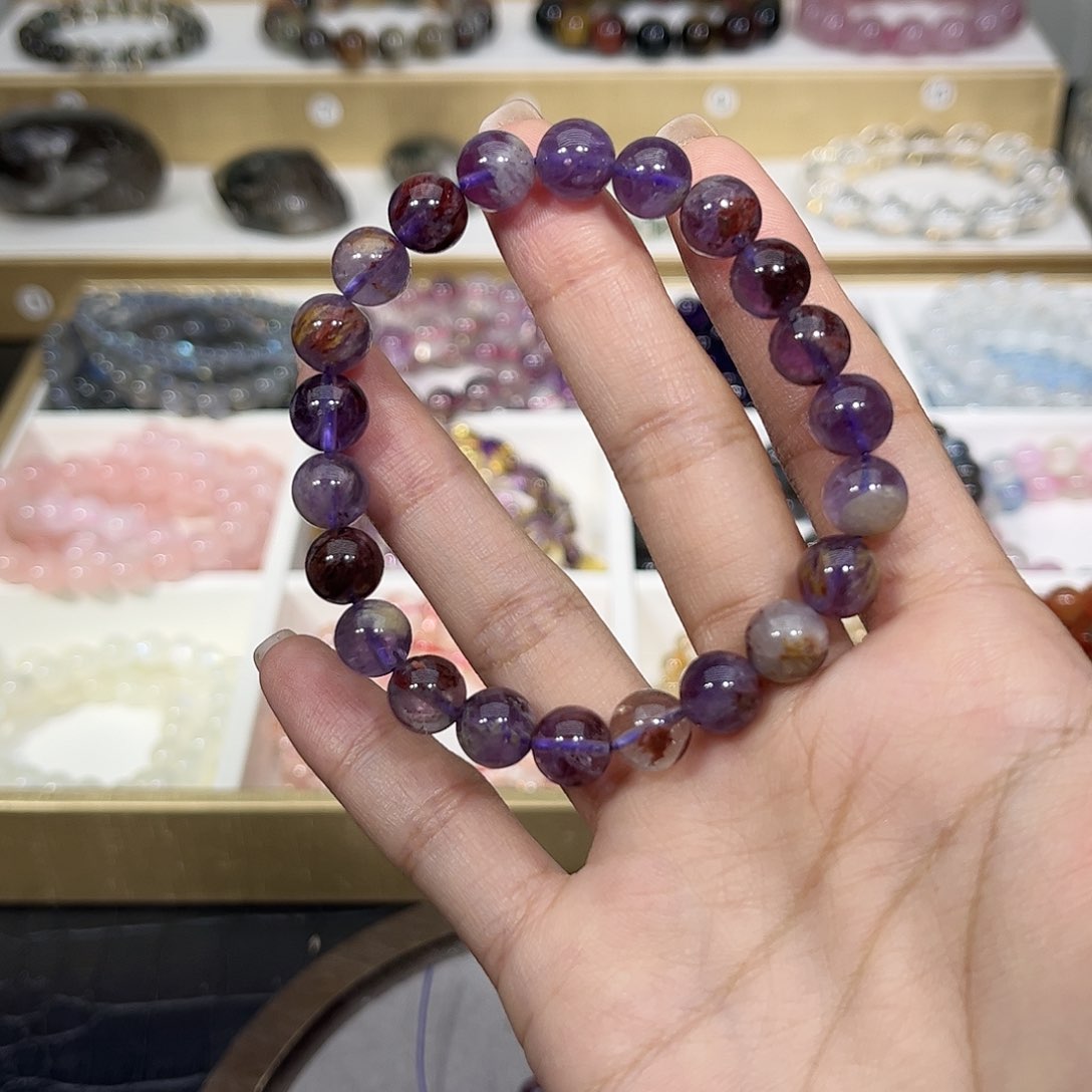 未镶嵌手链水晶紫幽灵9mm