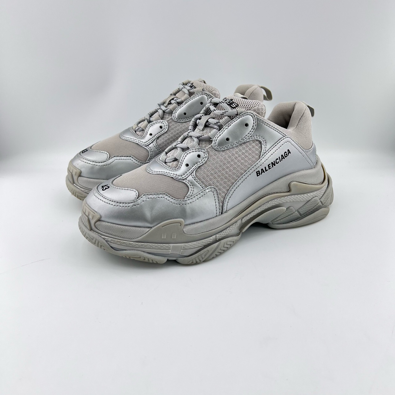 95新 Balenciaga/巴黎世家 43码/银色舒适老爹鞋/9278606