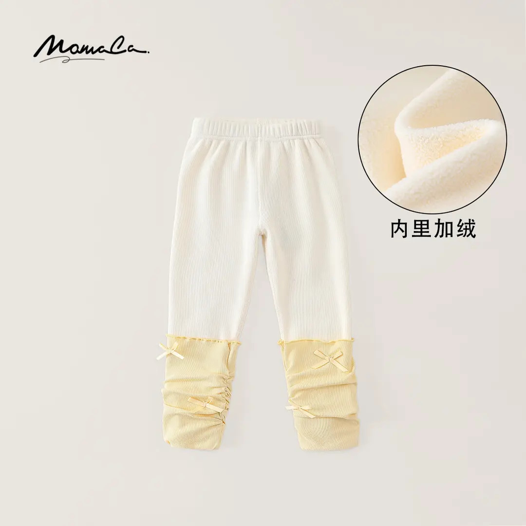 MOMOCO冬季新款女童时尚黄色堆堆袜加绒打底裤77830360014