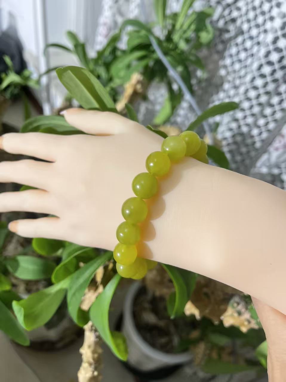 【抖音质检发货】岫玉黄口卡10精美手串