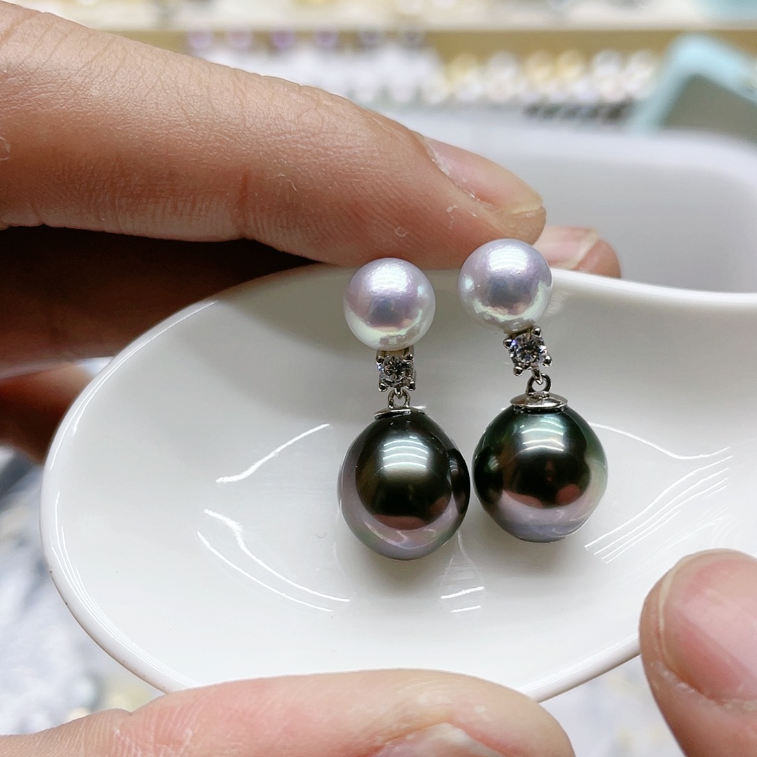 海水珍珠耳饰银S925镶嵌