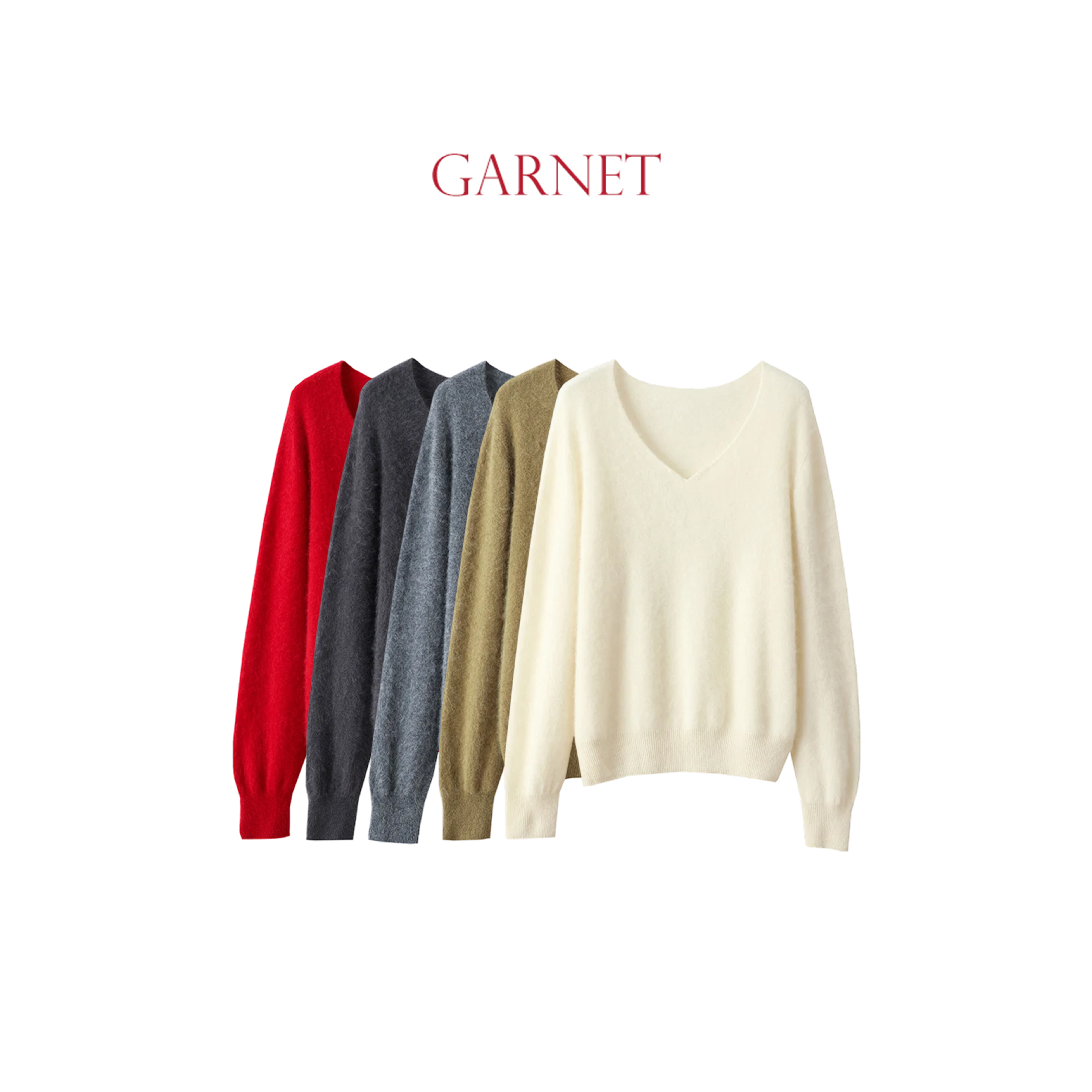GARNET羊毛无缝拉毛V领针织衫柔软亲肤HSL25FW0008