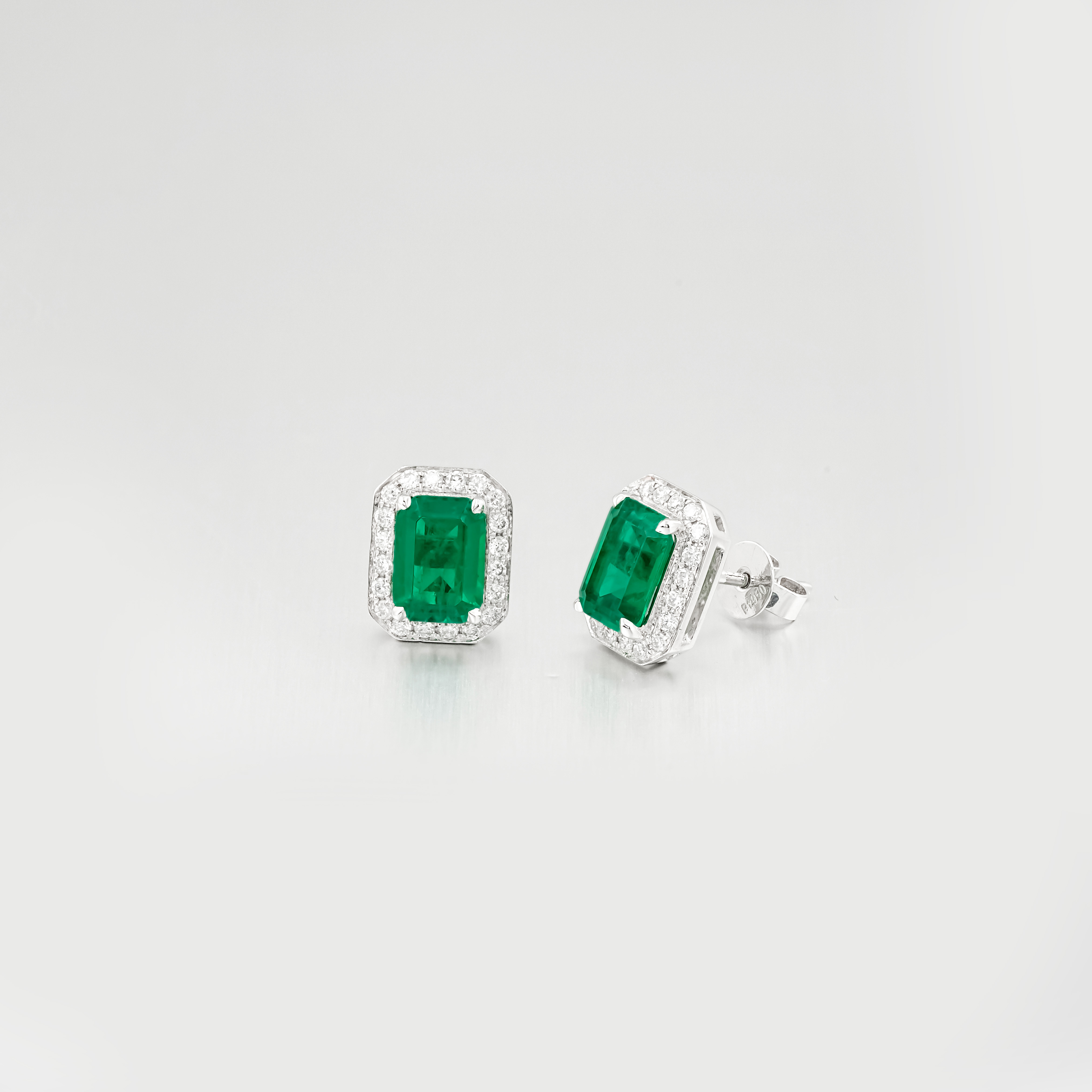 培育祖母绿【三隆珠宝】#604 PT950镶嵌培育祖母绿耳钉