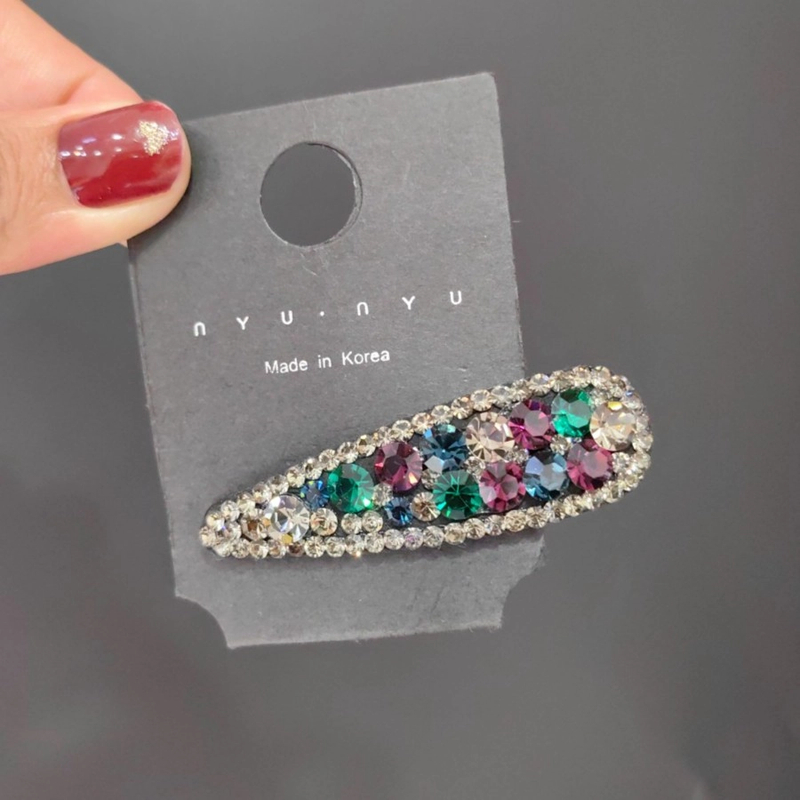 韩国施家水晶bb夹发夹新款满钻水滴形碎发夹刘海夹高端发卡侧边夹