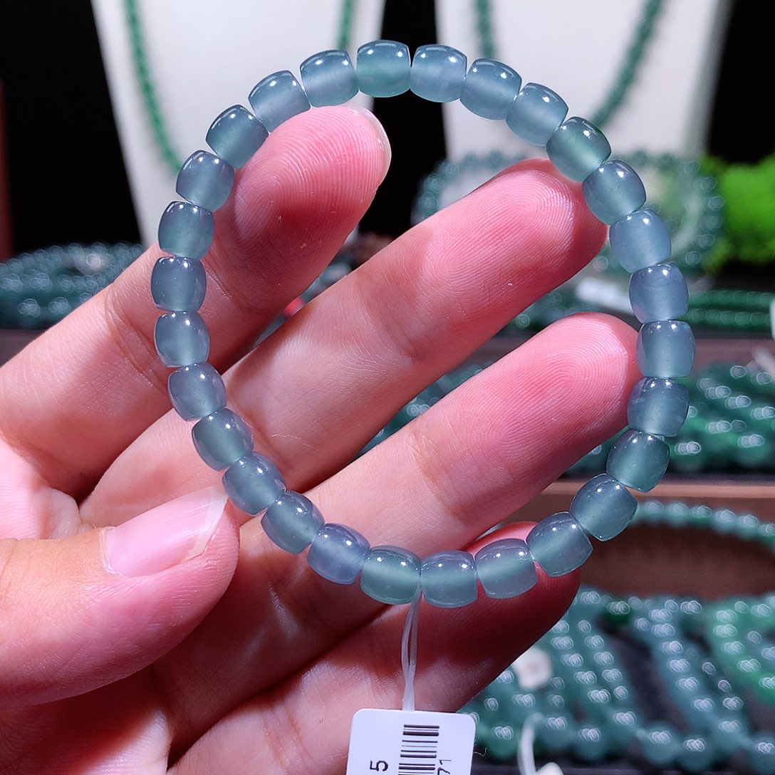 翡翠未镶嵌手链天然a货翡翠手串6.5
