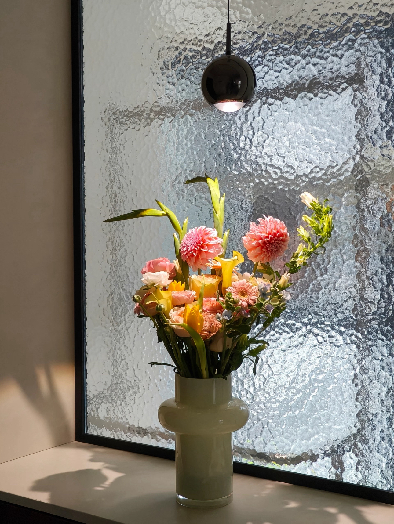 超白油画水波纹玻璃屏风极简轻奢客厅玄关卧室卫生间干湿分离隔断