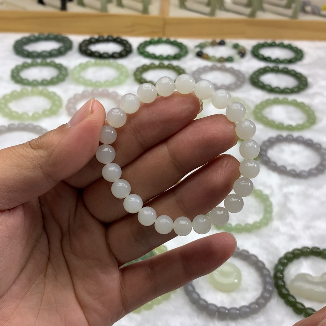 和田玉未镶嵌手串（白玉7.8）