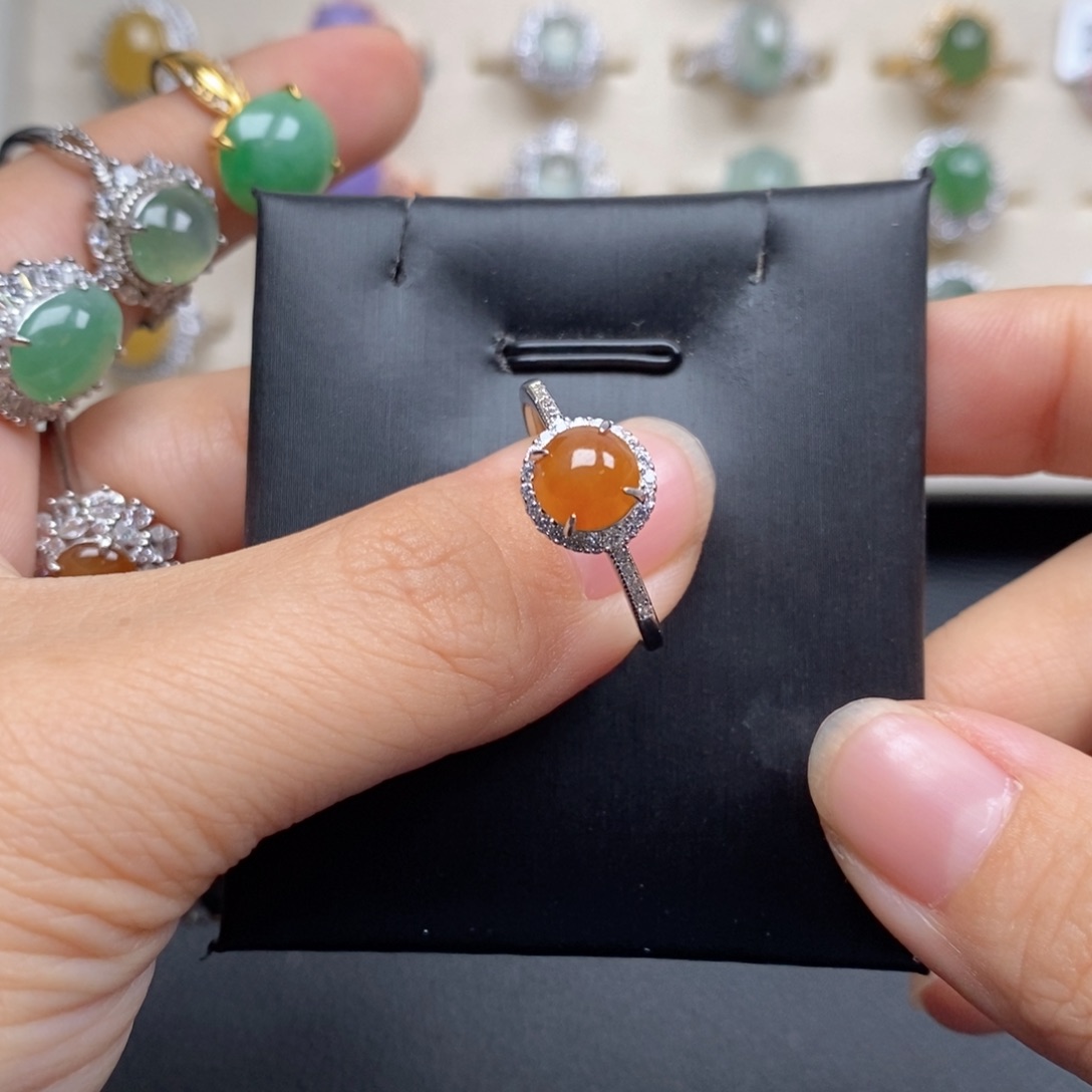 翡翠戒指银S925镶嵌E戒指