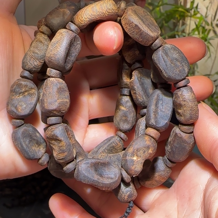 手串沉香罗门黑棋包头壳子沉水链子69.5克