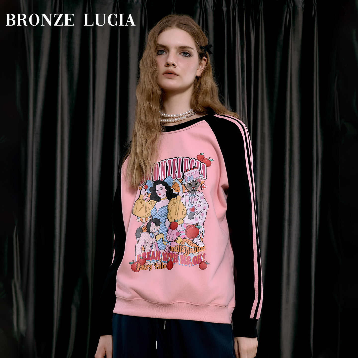 Bronze Lucia撞色千禧女孩运动风卫衣