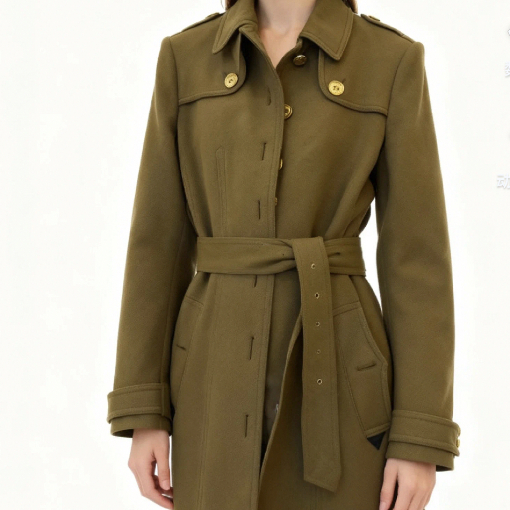 99新 BURBERRY/博柏利 绿色大衣外套/UK8码/A04777