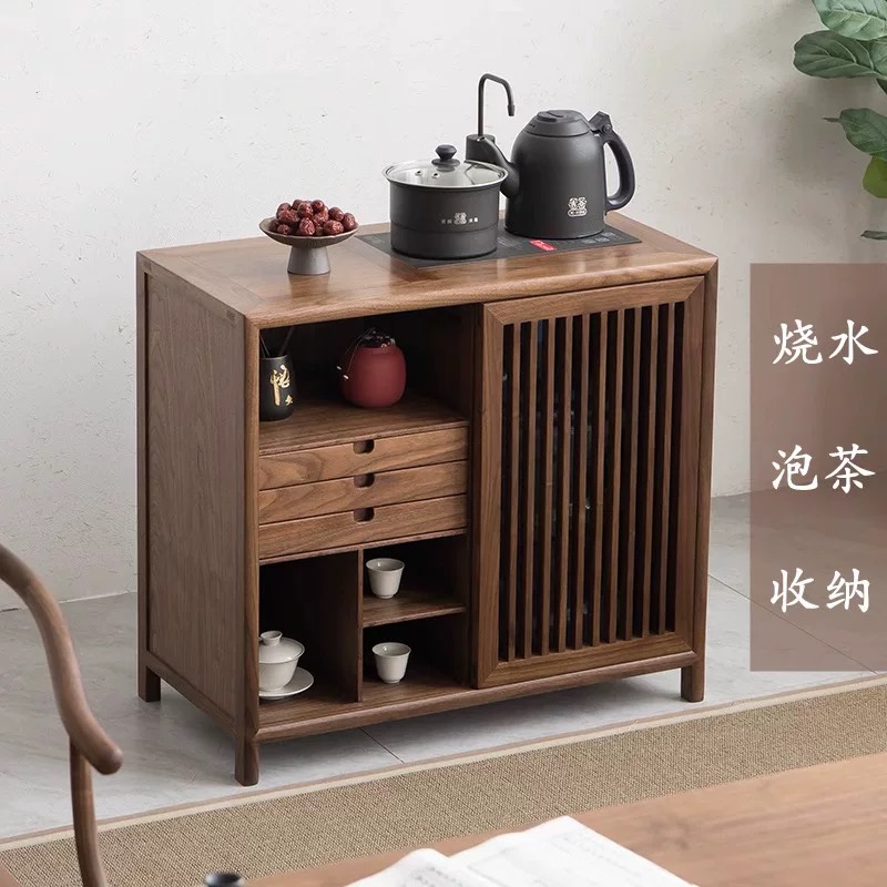 新中式茶边柜家用茶水柜喝茶收纳柜客厅阳台茶室柜子储物柜简约