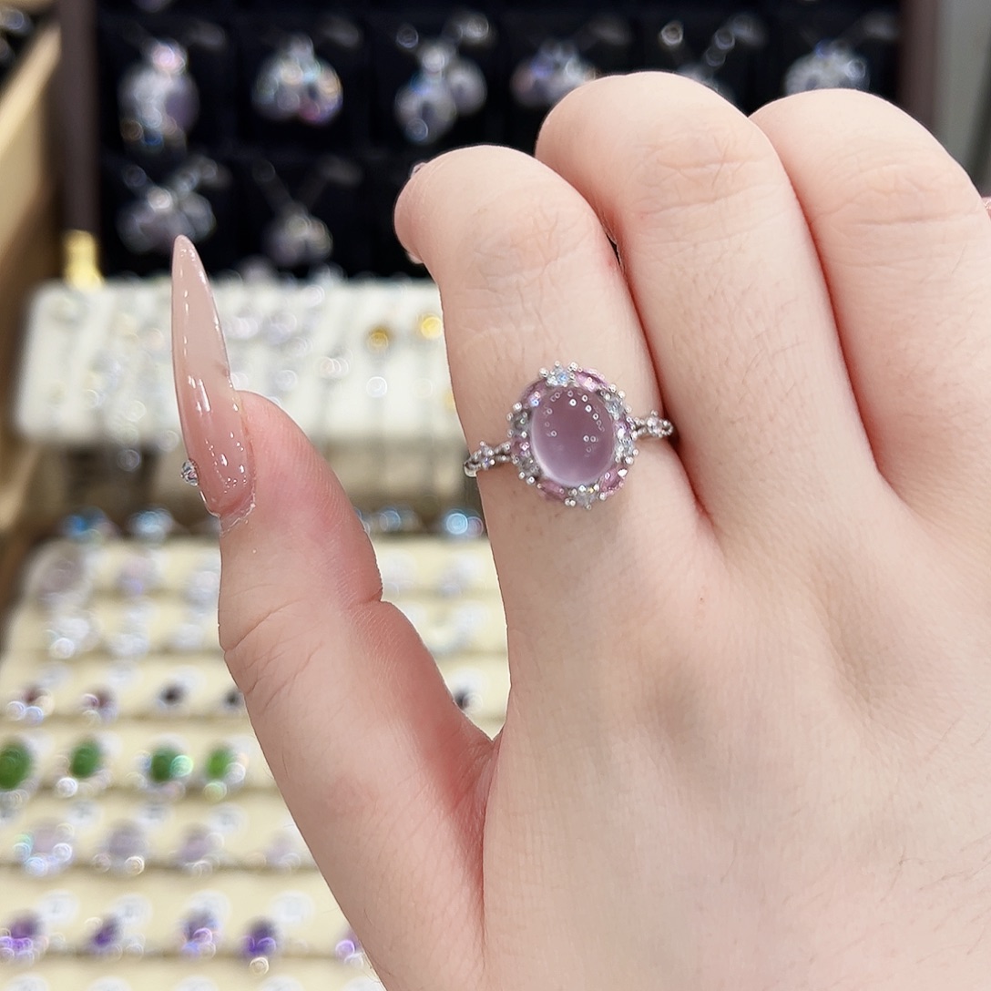 财****银S925镶嵌萤石戒指