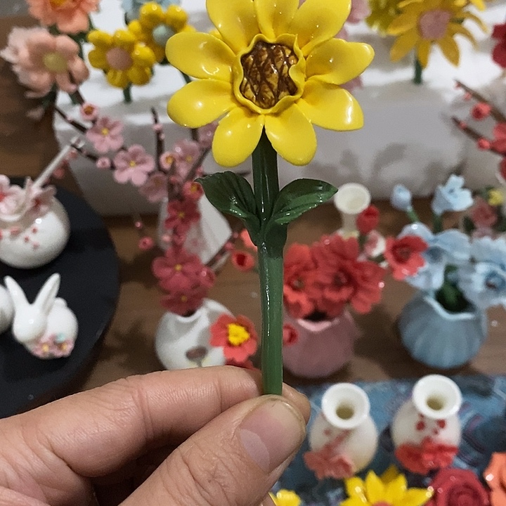 瓷片纯手工陶瓷花摆件