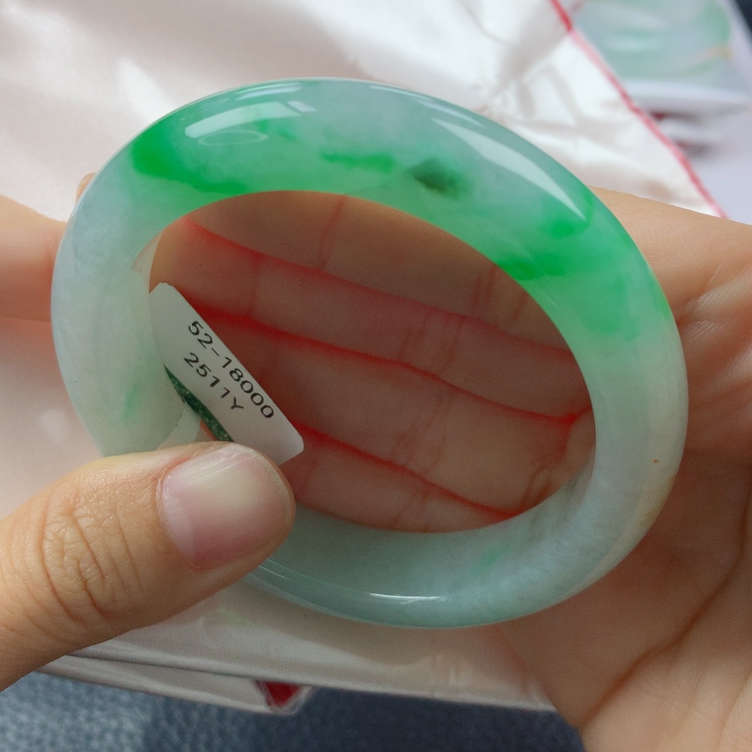 未镶嵌手镯翡翠缅甸天然翡翠A货52.4正