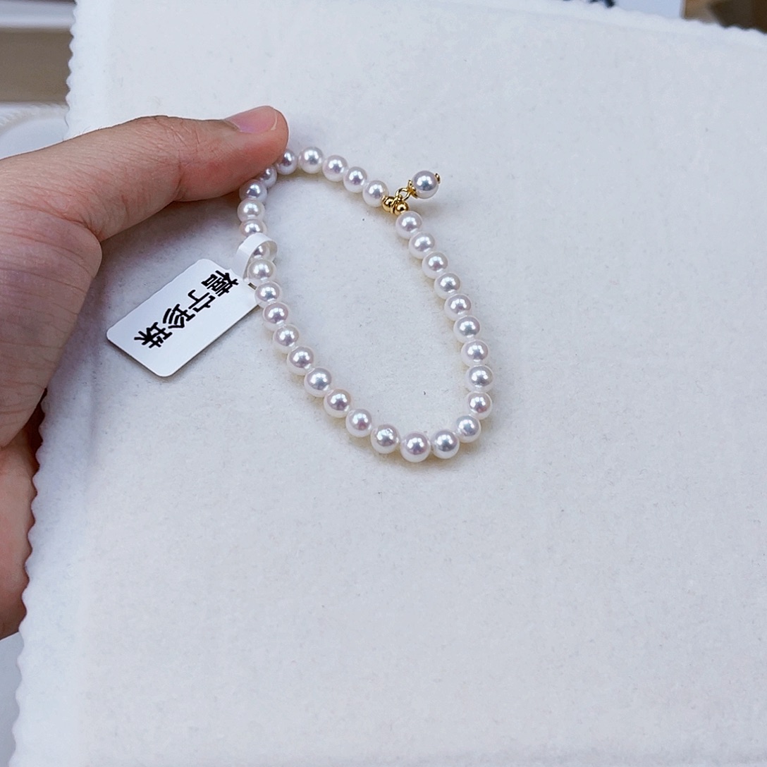 银S925镶嵌手绳淡水珍珠5-6天然淡水珍珠手链 