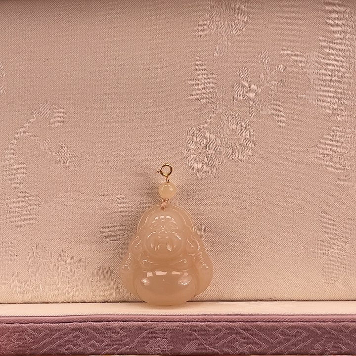 和田玉吊坠(不含链)18K金镶嵌