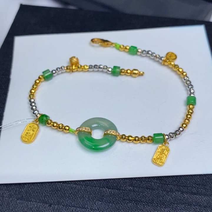 18K金镶嵌翡翠手链甜甜圈