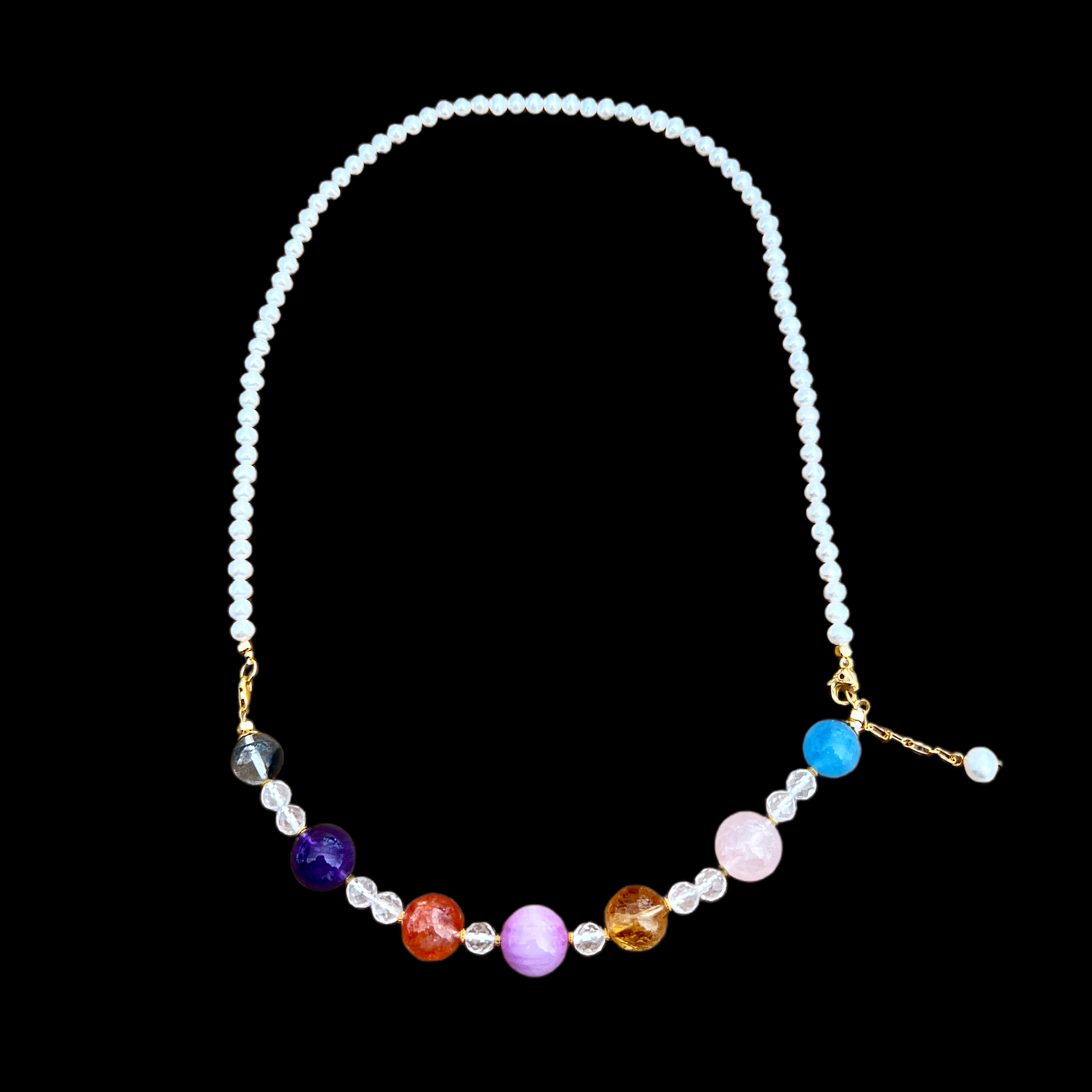 N4188珍珠水晶项链多样性发一