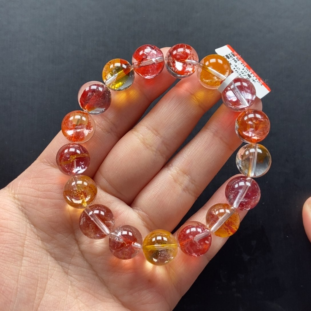 水晶锦鲤胶花手链12毫米未镶嵌