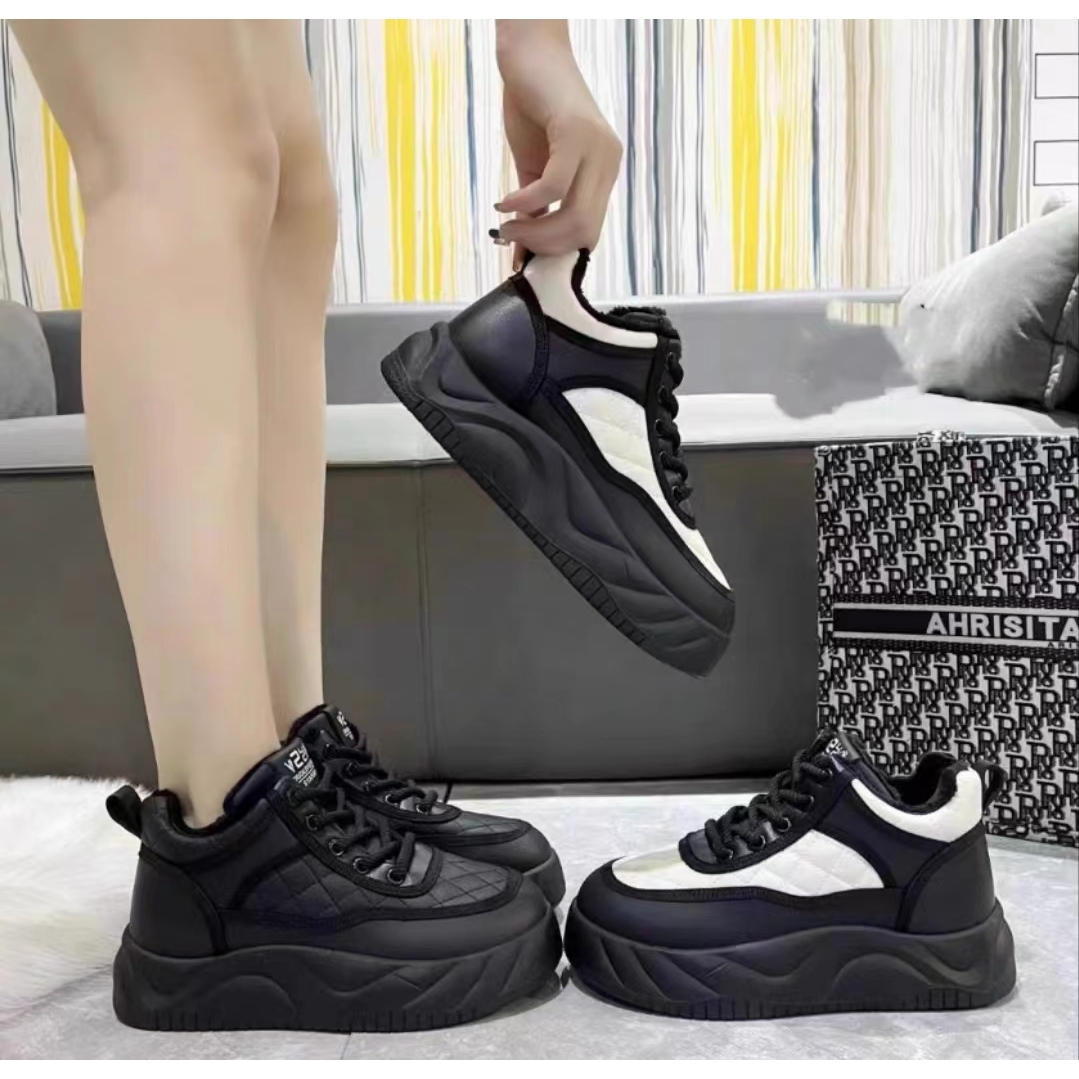 【粉丝福利】5505新款厚底系带网红爆款加绒面包秋冬新款松糕鞋