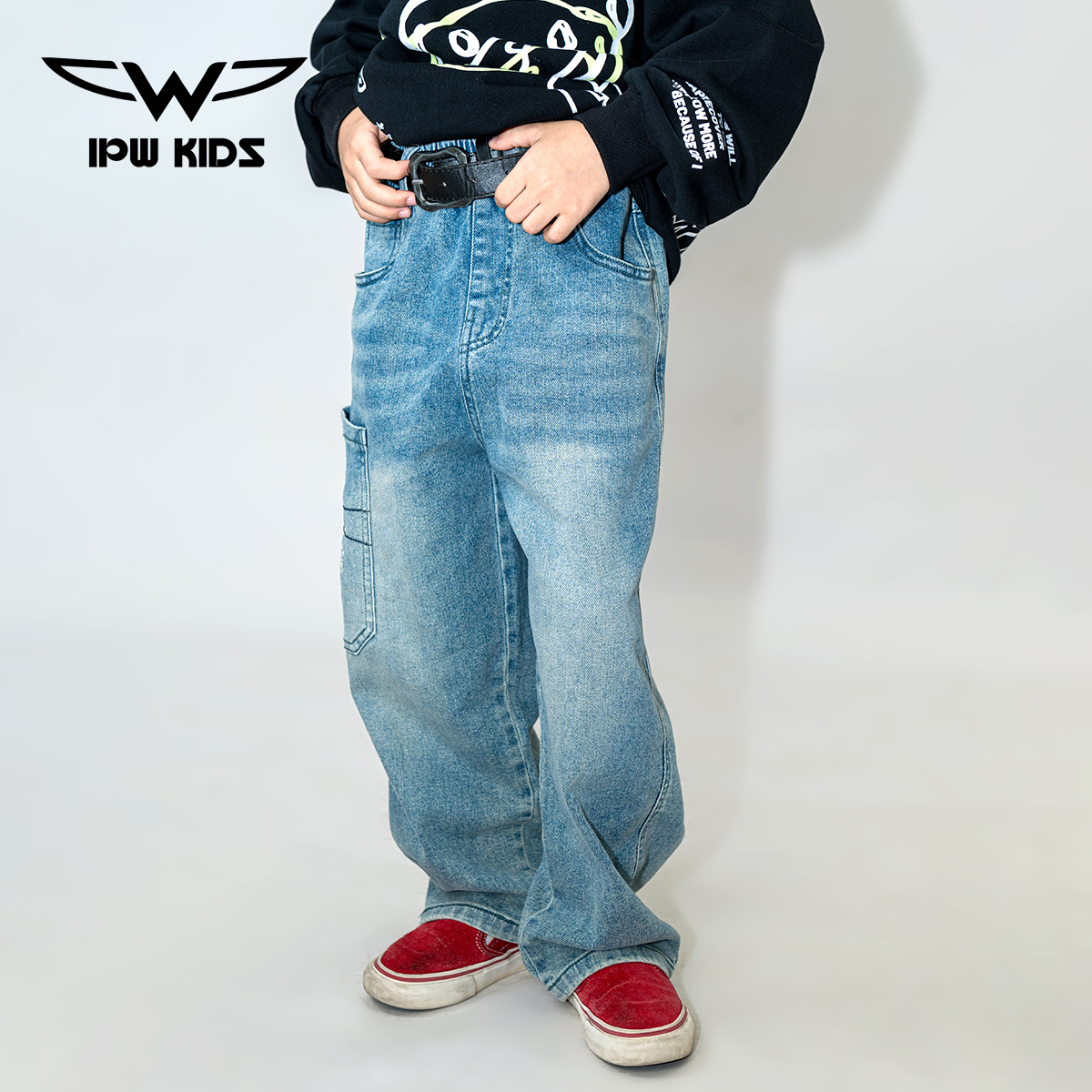 IPW潮牌童装2025新款秋季长裤男童牛仔裤子薄款儿童长裤