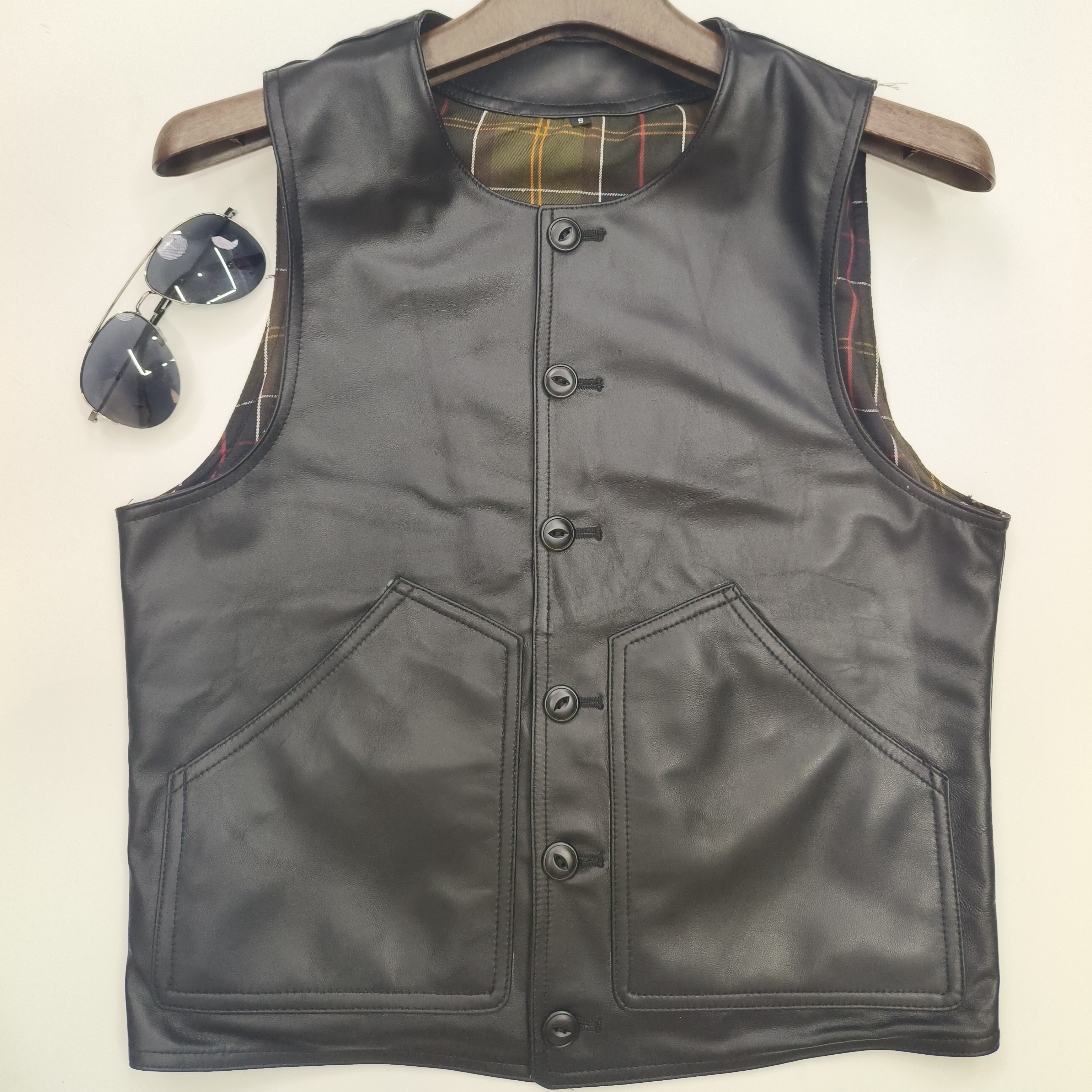 战斧绵羊皮男士马甲小坎肩