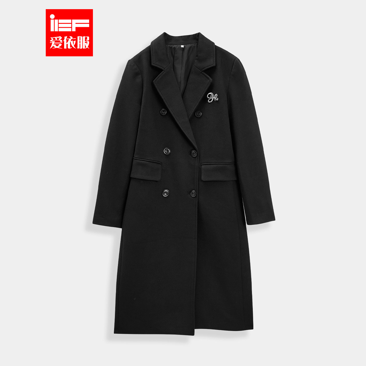 IEF/爱依服女装2025冬季新款法式英伦风呢绒长外套