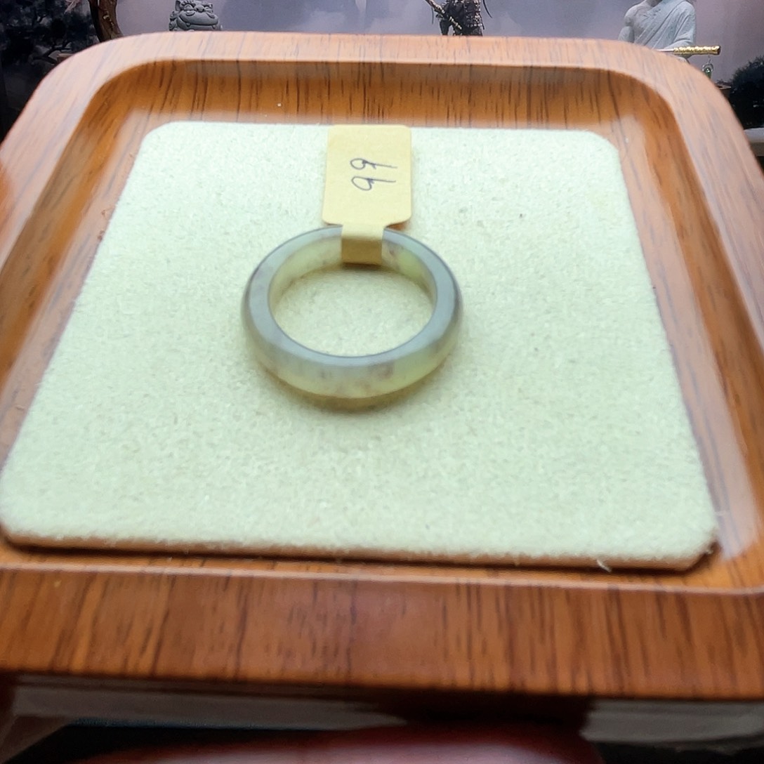 和田玉戒指未镶嵌烟紫飘花20号