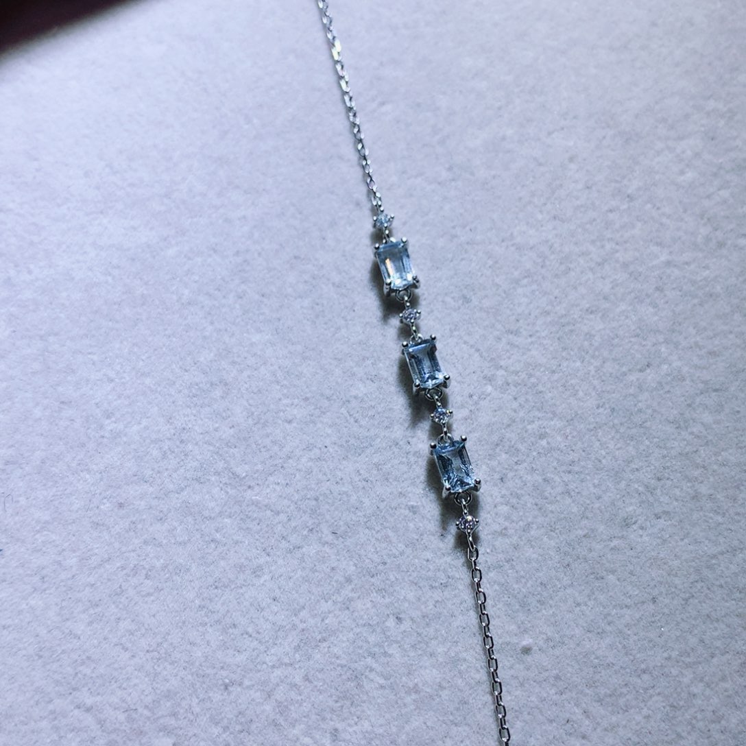 海蓝宝石手链银S925镶嵌