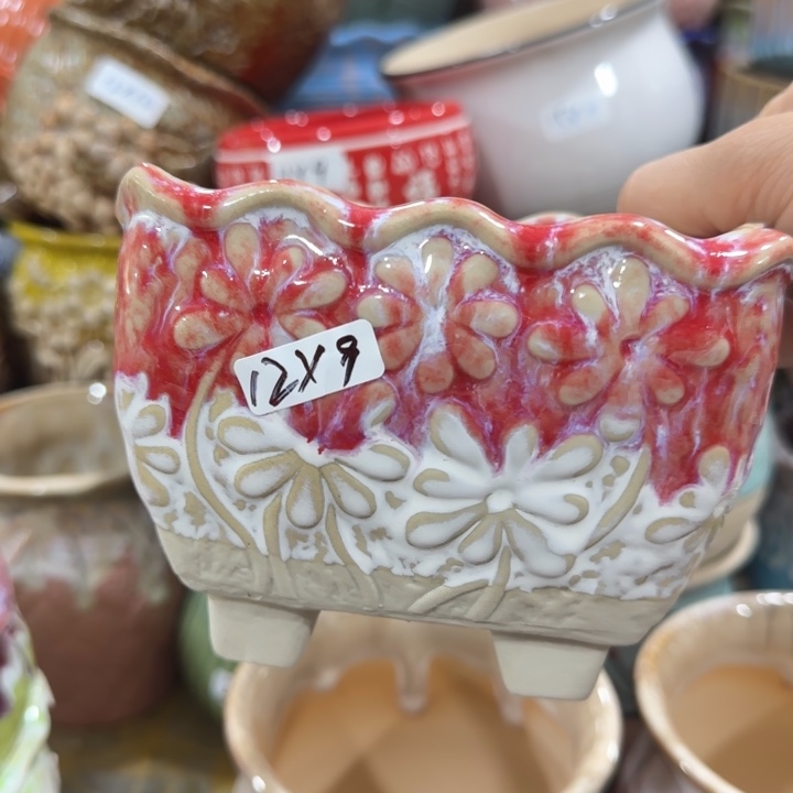 凑9块包邮，有孔，陶瓷花盆