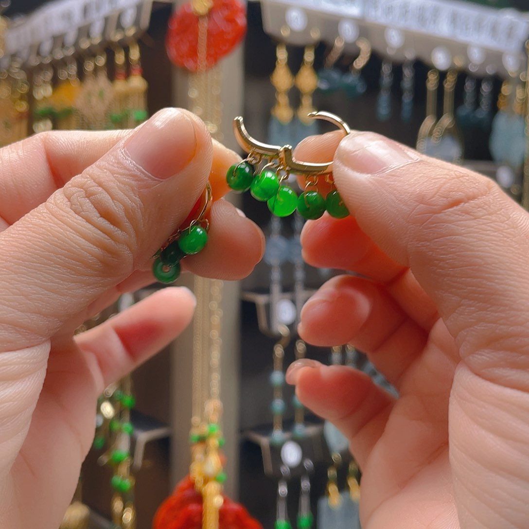 玛瑙/玉髓耳饰合金翡翠饰品