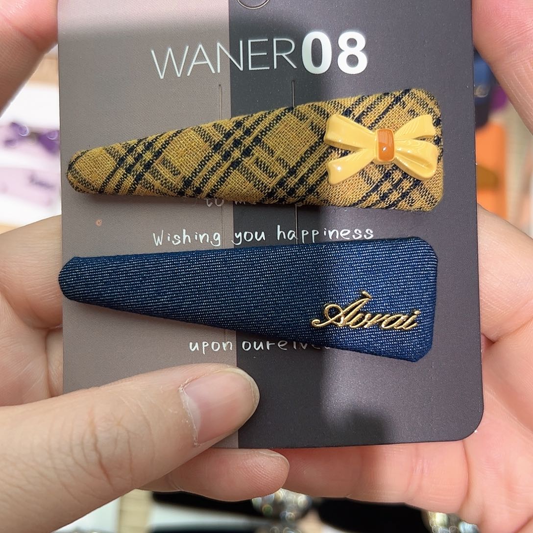 布艺非金属黄蝴蝶结AB拜拜夹