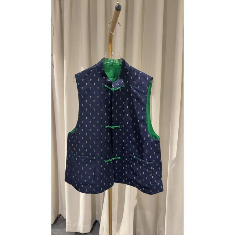 1261 女百搭风国风新中式马夹小香风马甲无袖双面时尚立领