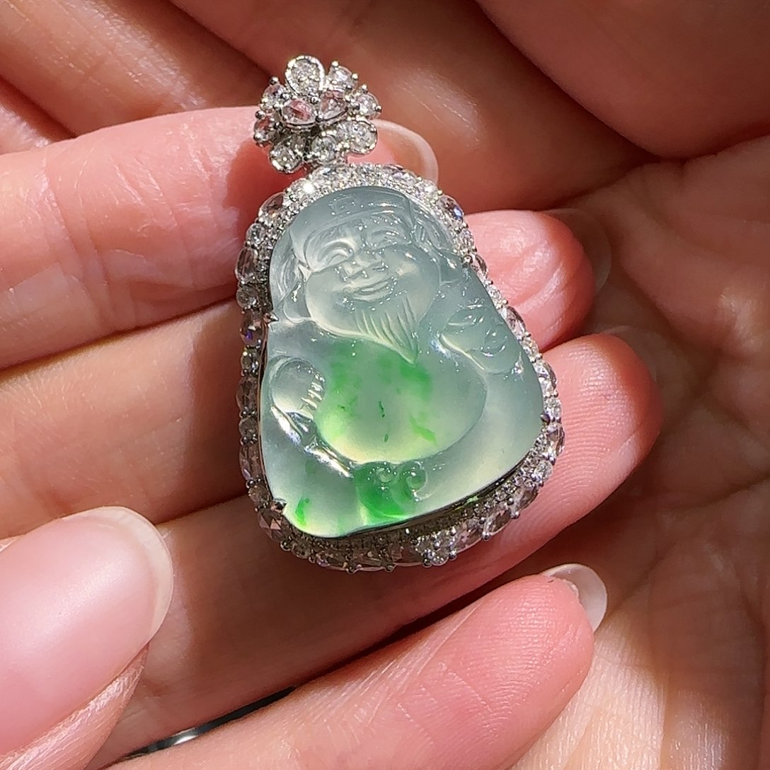 【闪购商品】颈饰18K金镶嵌翡翠?天然A货翡翠