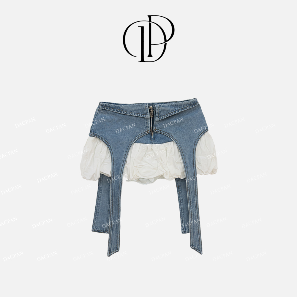 DACPAN-“回头率很高”假两件花苞牛仔短裙有安全裤2025/盼·PP 3941
