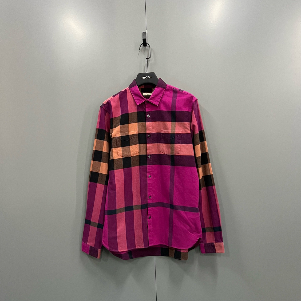 （jp）一口 Burberry 巴宝莉 玫红色格纹衬衫 L码/95新/4534