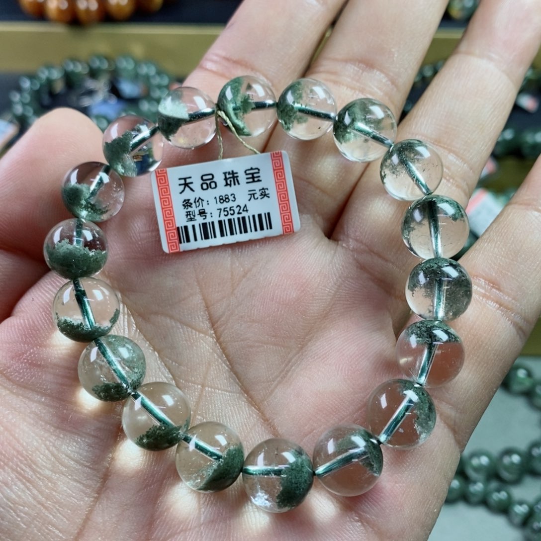 水晶手串未镶嵌微**笑绿幽灵75524
