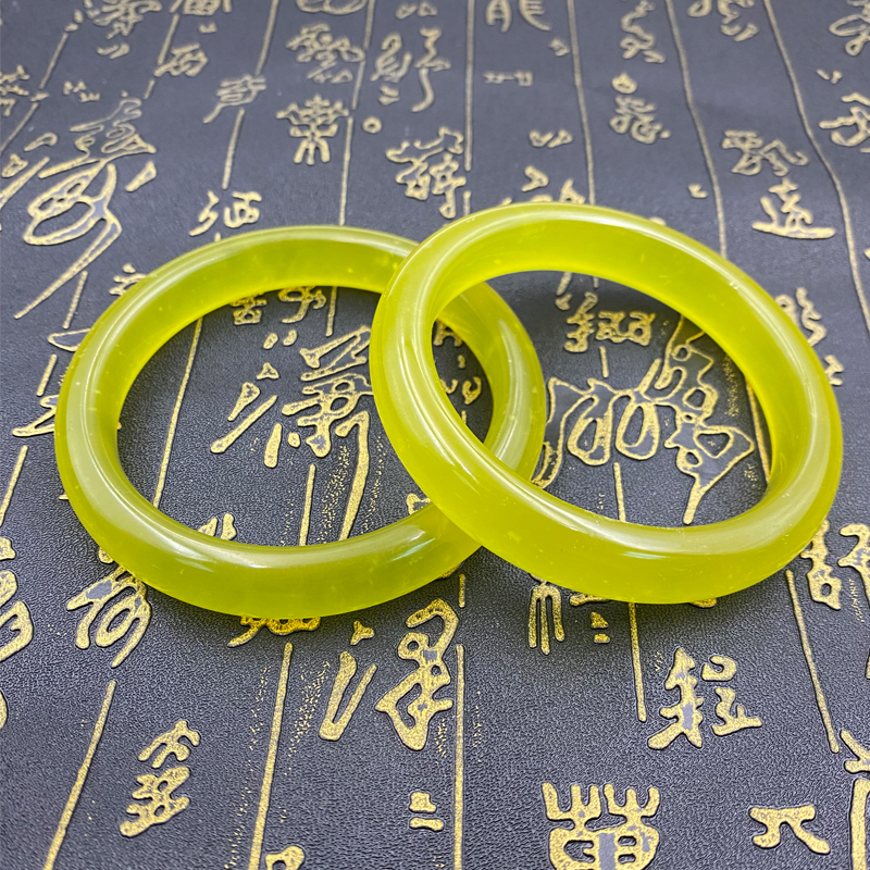 岫玉金冰福镯女款正圈玉镯精美手镯美人条福镯冰透多样性发其一