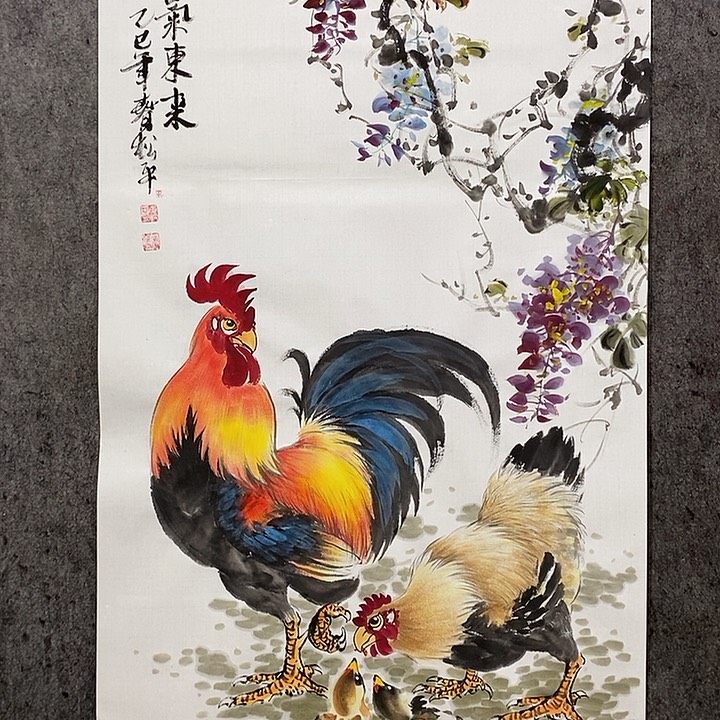 国画手绘国画五鸡图