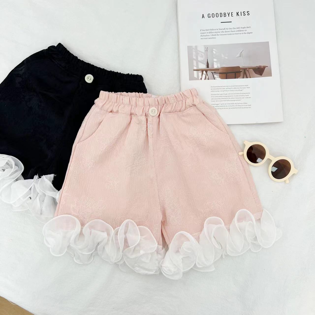 女童2025夏季新款洋气蕾丝提花短裤B1796