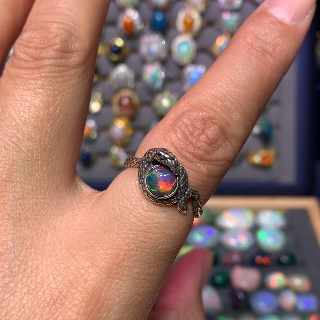 欧泊戒指款式银S925镶嵌