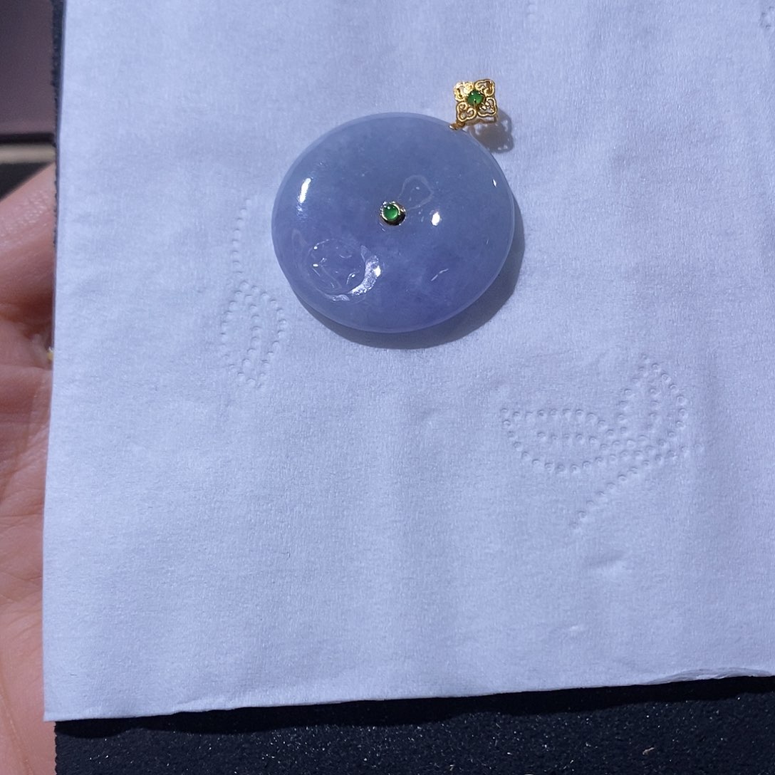 翡翠吊坠(不含链)18K金镶嵌