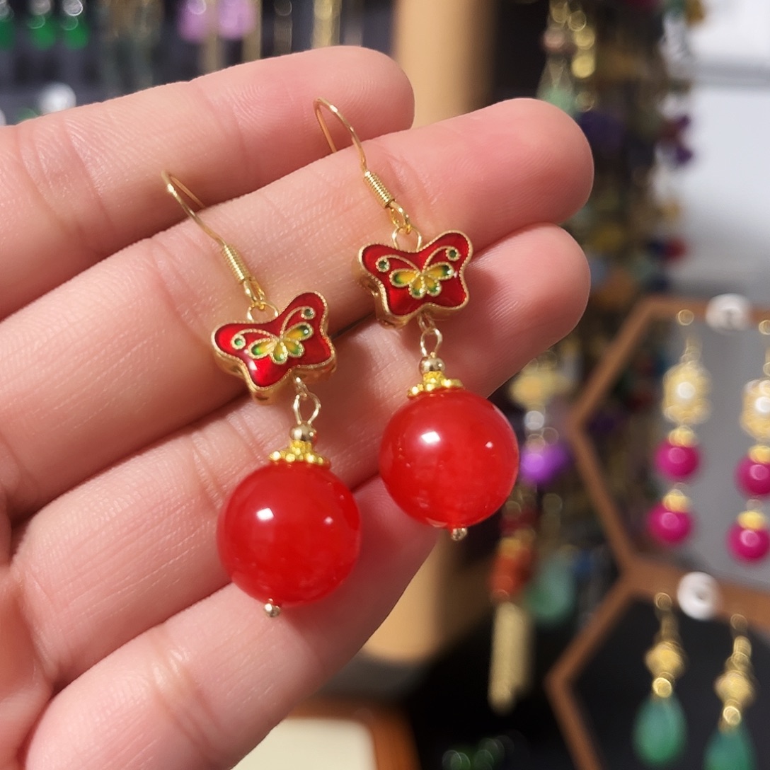 锆石纯铜925银耳饰