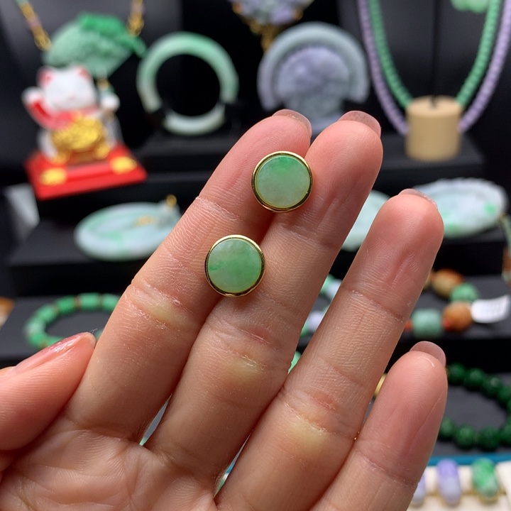 翡翠未镶嵌耳钉翡翠耳钉