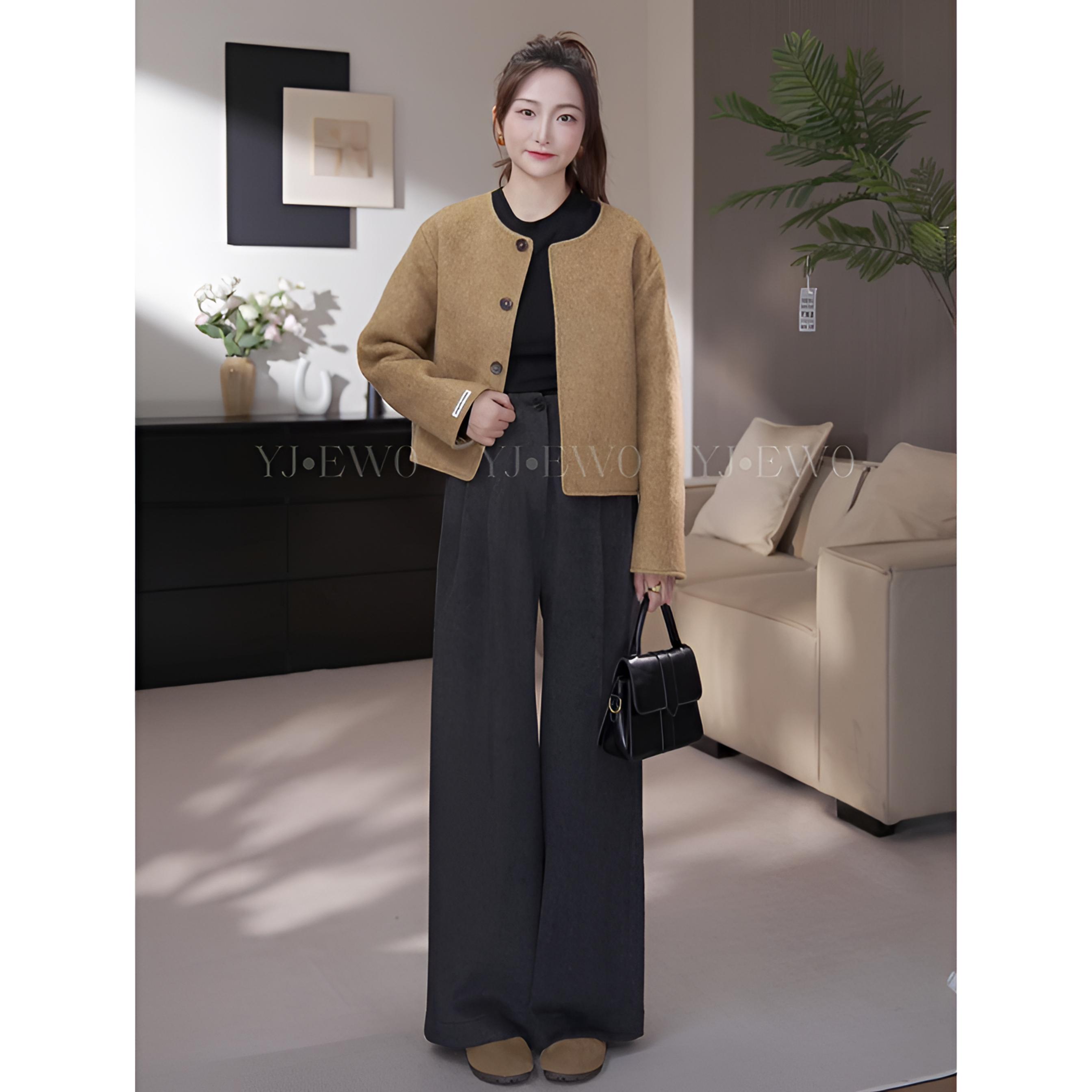 【小爽小个子】冬季休闲宽松后松紧百搭高腰休闲裤-YJ2024