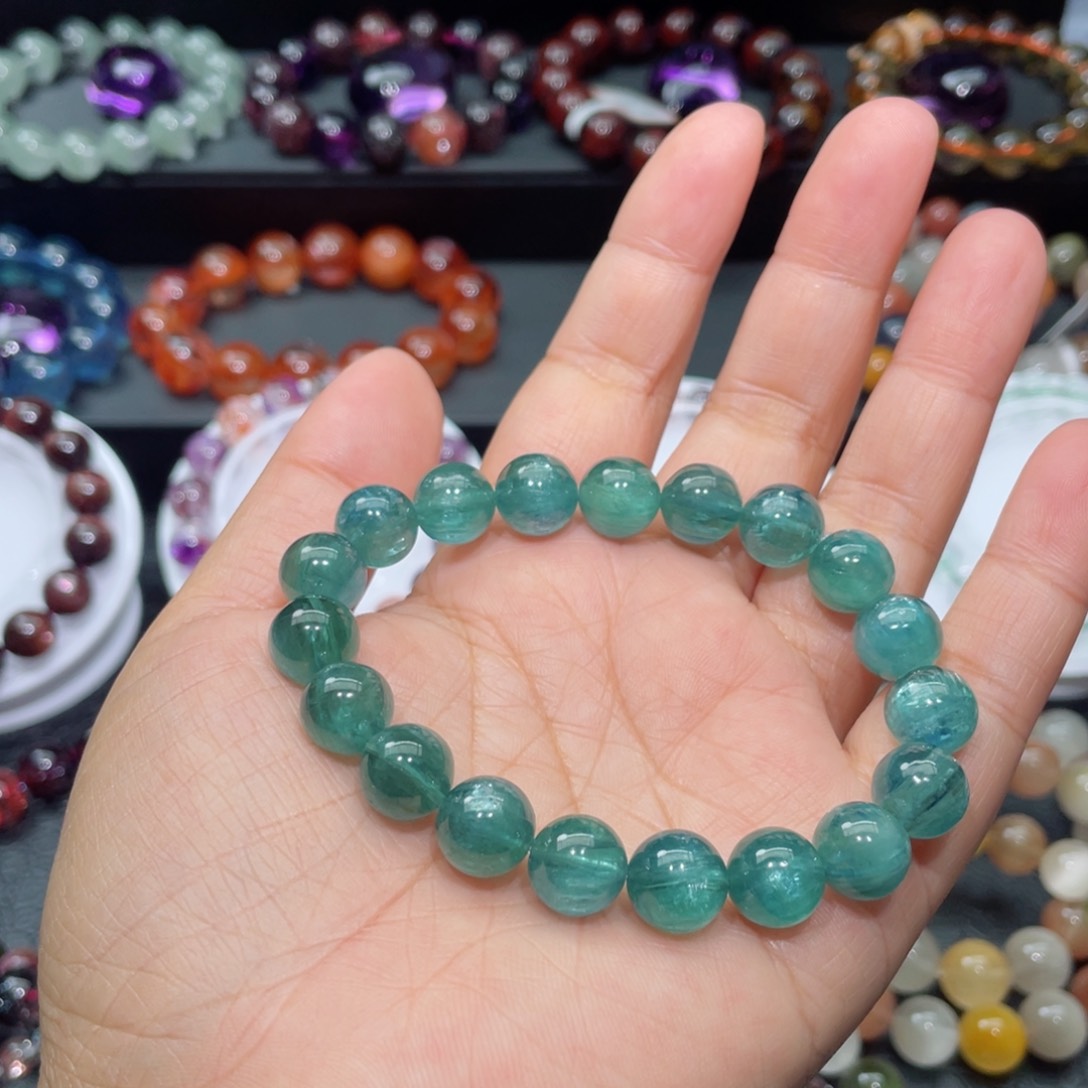 水晶手链未镶嵌じ*z蓝绿晶手链