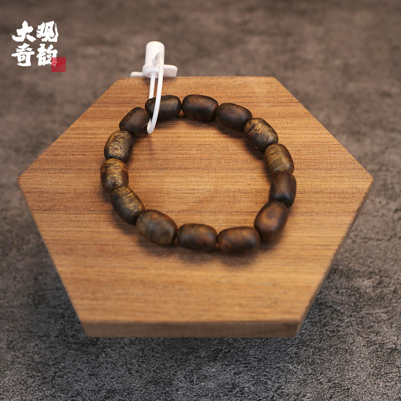 【羽衣常带】单圈收藏G级留疤沉香手串海南产区人工天然多样性发一