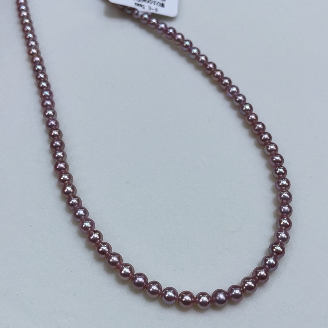 淡水珍珠4/4.5爆亮极强光炫彩紫巨干净银S925镶嵌