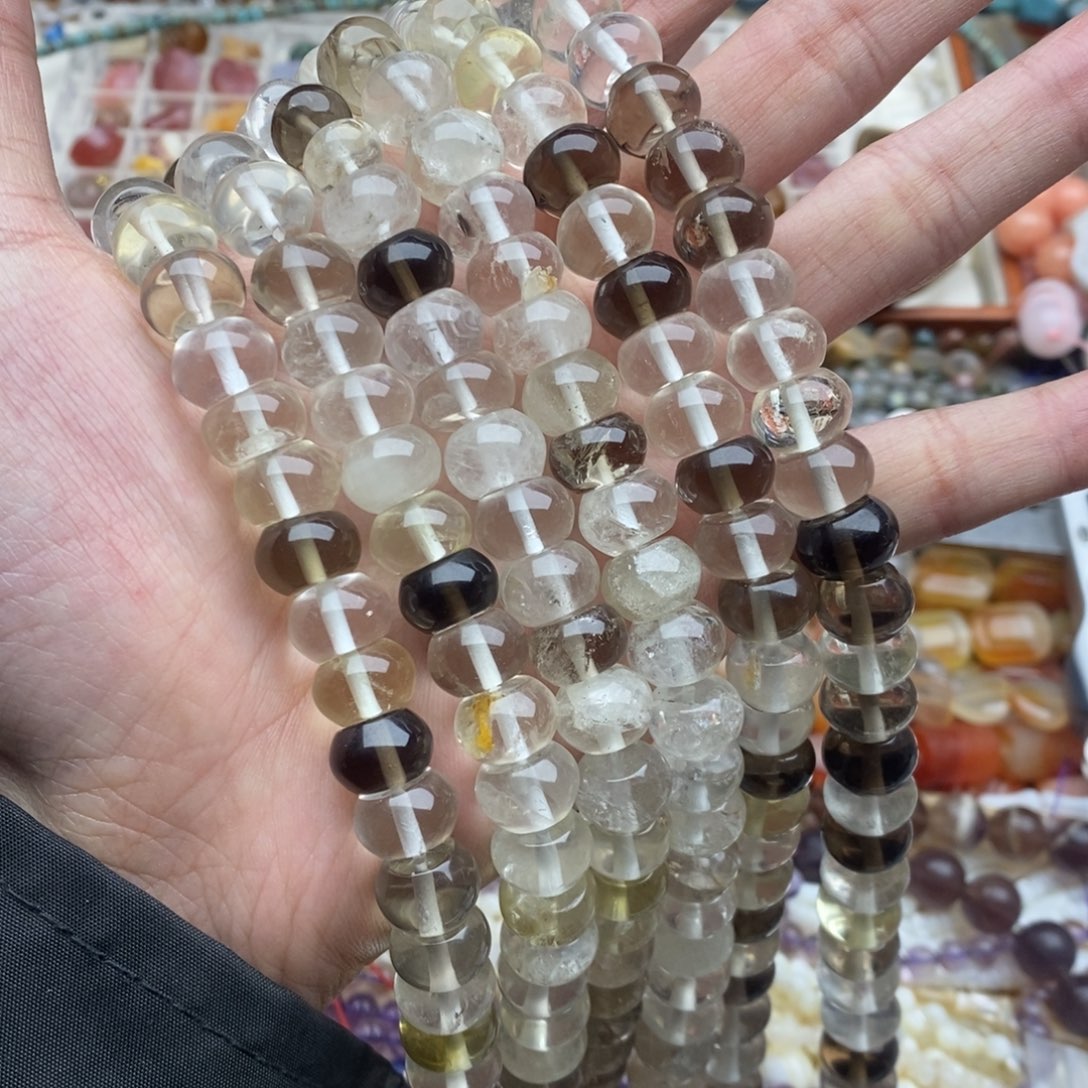 玛瑙/玉髓未镶嵌珠宝半成品一条天然微瑕8×12茶晶隔片